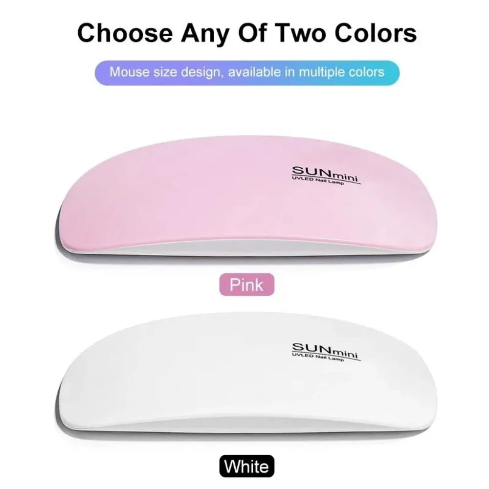 Portable 6 LED UV Nail Lamp 6W Mini Nail Dryer Machine Foldable Manicure Tool for Gel Polish Varnish Quick Drying USB Cable Tri Light Beauty