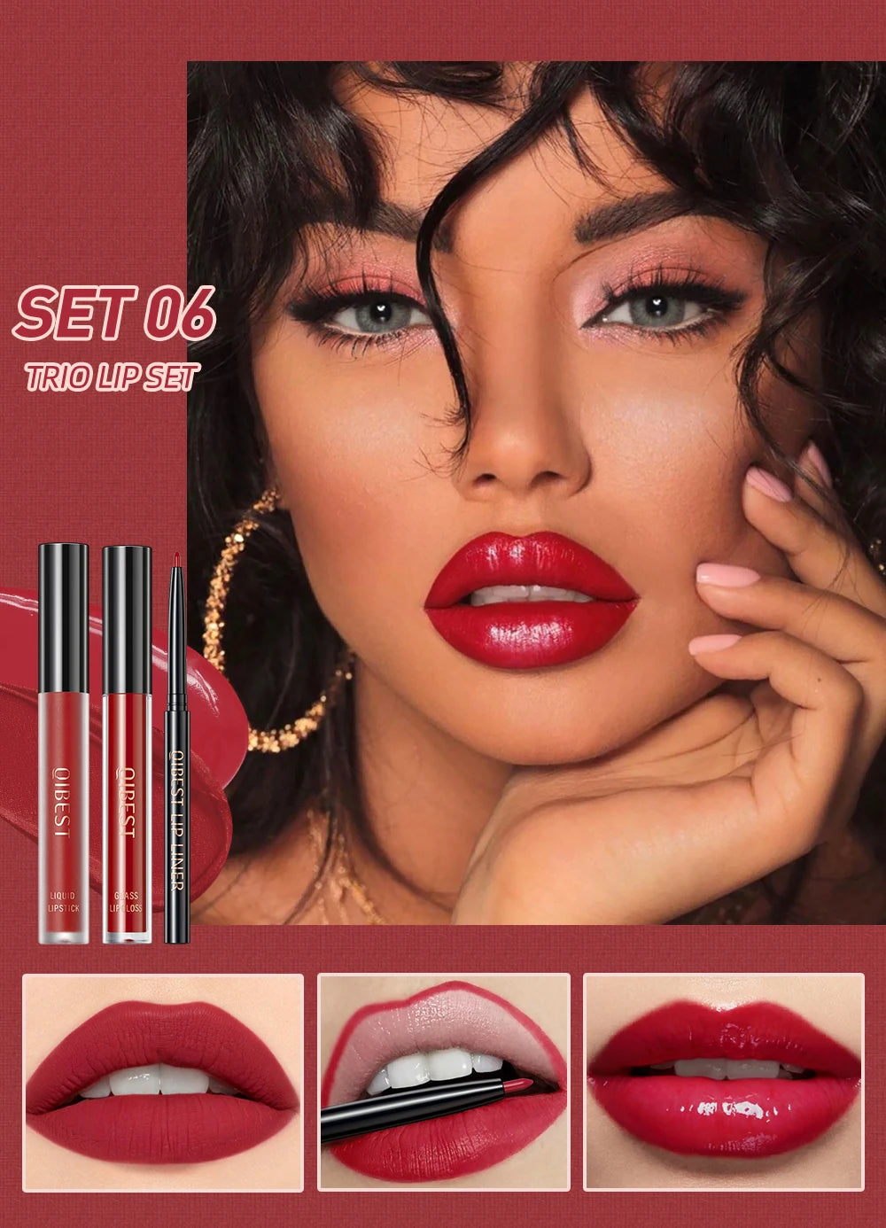 3pcs Matte Liquid Lipstick+Lip Liner Set Lip Glaze Makeup Nude Black Red Velvet Lip Gloss Long Lasting Lip Tint Cosmetics Kits Pi-Mart