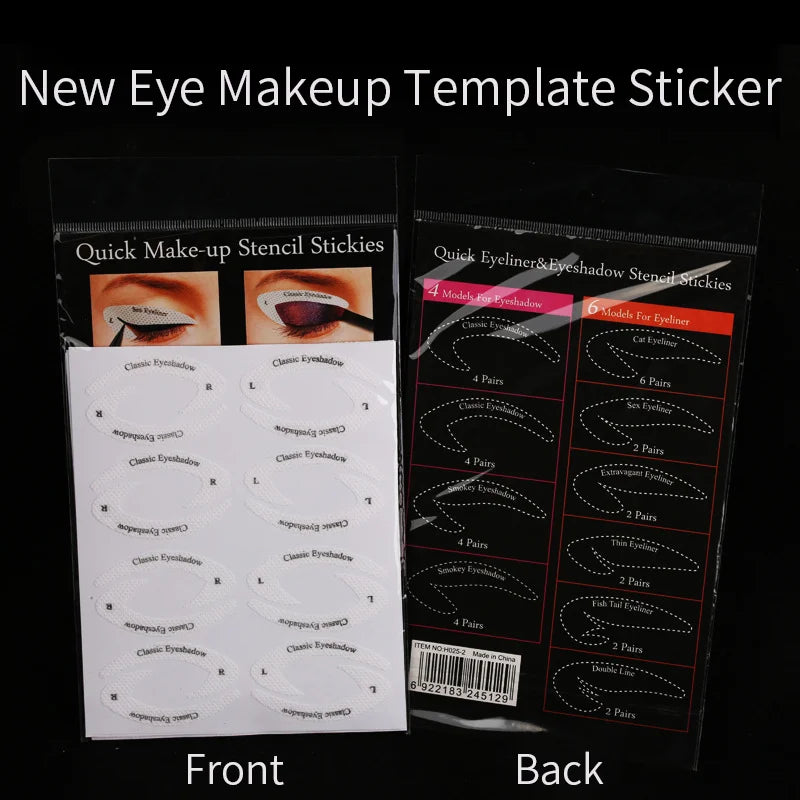 4 Sheets Quick Stencils Eyeliner Eye Makeup Shaping Auxiliary Stickers Eyeshadow Eyebrows Styling Drawing Template Guide Card Pi-Mart