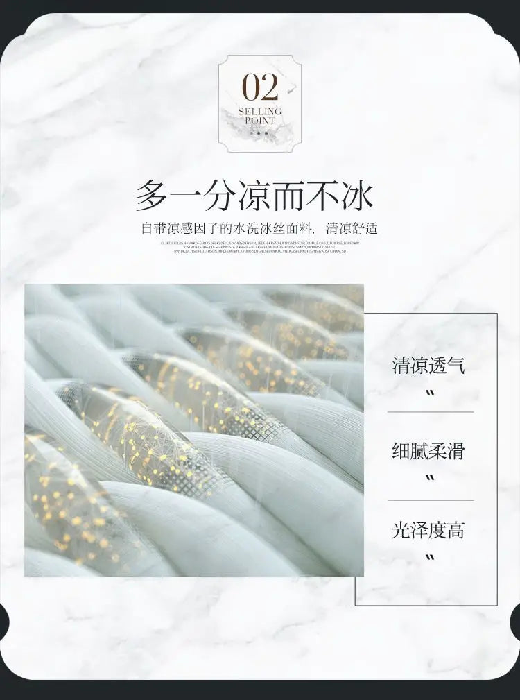 Luxury 100% Silk Bedding Set with Duvet Cover Set Double King Queen Size Bedding Cover Kit 4pcs Bed Cover Bed Linen Sets Pi-Mart