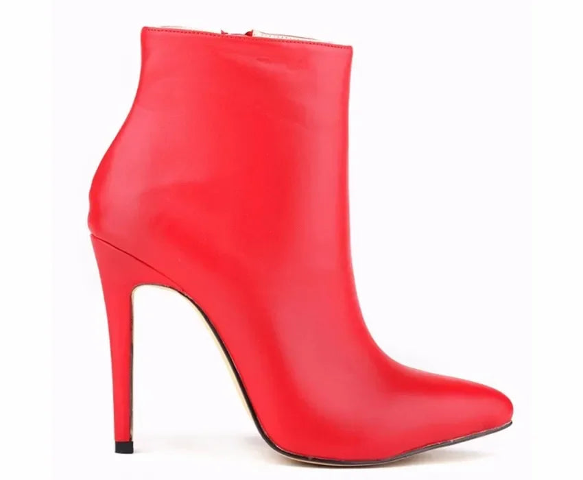Women Short Boots Pumps Sexy Pointed Toe Side Zipper Super High Heels Stiletto 2026 Female Party Ankle Boot Shoes Botas De Mujer Pi-Mart