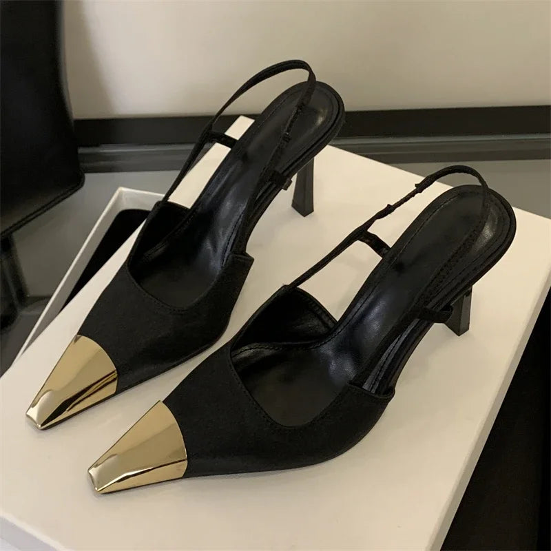 Eilyken Street Style Pointed Toe Women Pumps Fashion Slingbacks Thin High Heels Elegant Stripper Prom Ladies Sandals Shoes LadyShow.Store