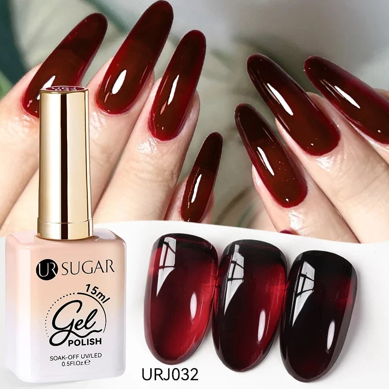 UR SUGAR 15ml Jelly Milky White Translucent Color Gel Polish Semi Permanent UV Gel Nail Art Soak Off Gel Varnish Latest Fashion Tri Light Beauty