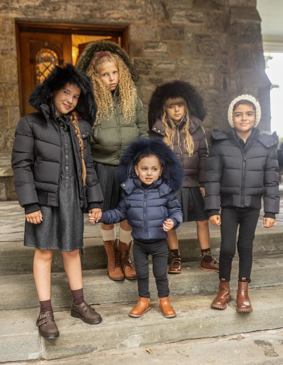 AP 2026 AW Winter down coat for kids High-quality white duck down coats waterproof fabric children outwear Pi-Mart