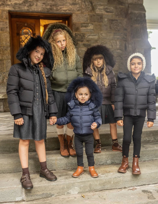 AP 2026 AW Winter down coat for kids High-quality white duck down coats waterproof fabric children outwear Pi-Mart