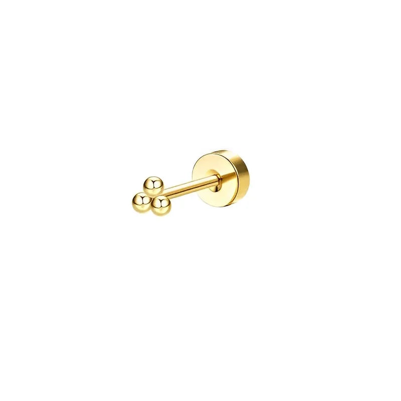 Bobisty 1pc Earrings Surgical Stainless Steel Earrings for Women Dainty Flat Back Earring Stud Hoop Cartilage for Sensitive Ears Pi-Mart
