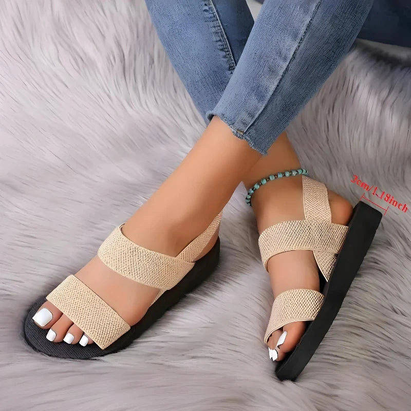 Women Slingback Wedge Sandals Outdoor Summer Lightweight Slides Solid Color Thick Bottom Ladies Slipper Female Roman Sandals LadyShow.Store