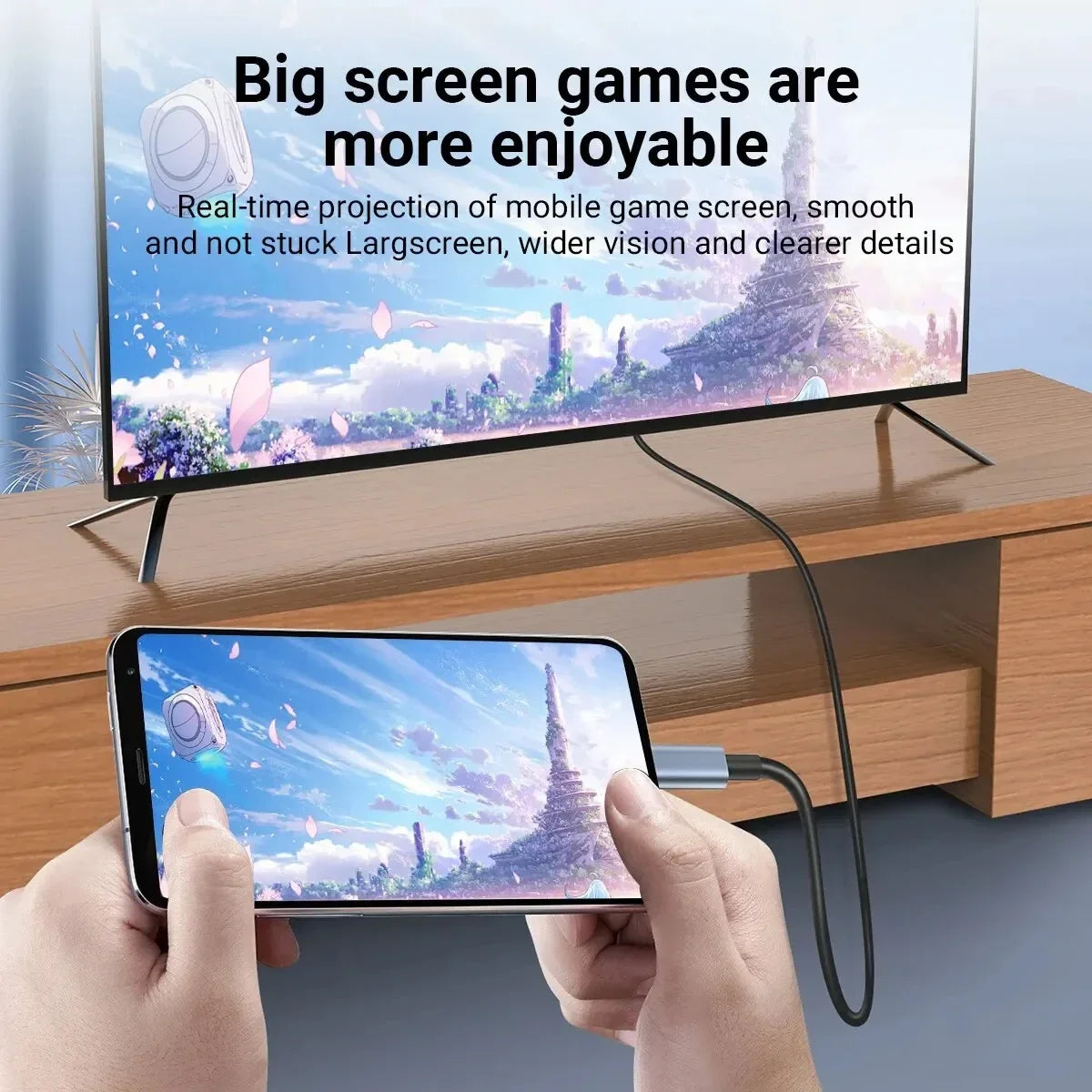 4K HD Video Conversion Cable Typec To Hdtv Same Screen Cable TV Computer 2 Meters Braided Screen Projection Cable Pi-Mart