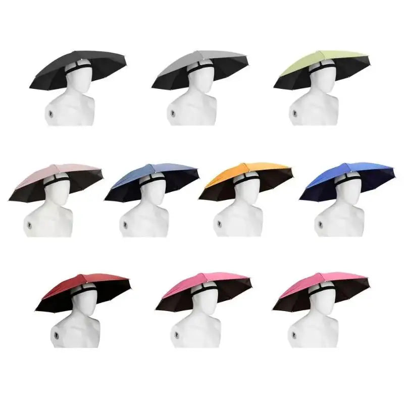 Foldable Head Umbrella Hat Windproof Fishing Head Wearing Sunshade Rain Gear Outdoor Portable Umbrella Camping Beach Head Hats Pi-Mart