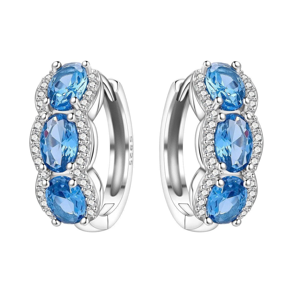 PANPOKI S925 Sterling Silver Purple Zircon Series Earrings Hoop Earrings For Women Jewelry Original Party Trendy Gifts Pi-Mart