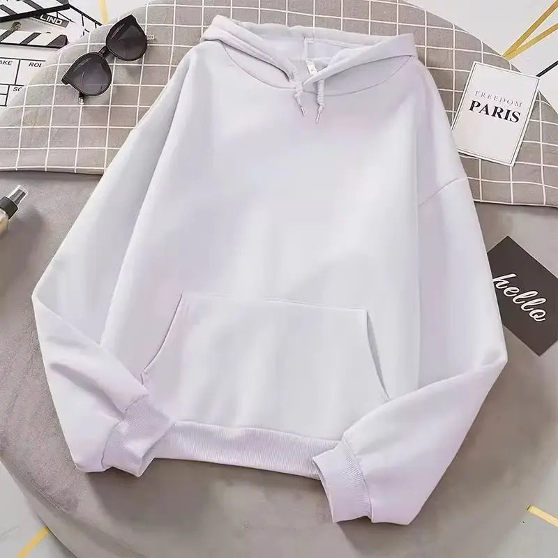2025 white Hoodies men women Autumn Long Sleeve Pullover Tops Casual Pocket Hoodies Unisex Outer Loose Sport Wear LadyShow.Store
