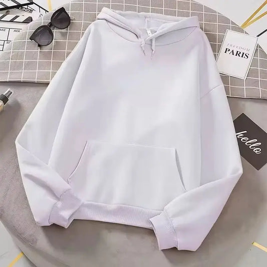 2025 white Hoodies men women Autumn Long Sleeve Pullover Tops Casual Pocket Hoodies Unisex Outer Loose Sport Wear LadyShow.Store