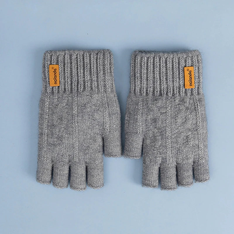 Fashion Winter Autumn Knitted gloves Warm Plush Fingerless gloves for men & Women outdoor sport touchscreen gloves Pi-Mart