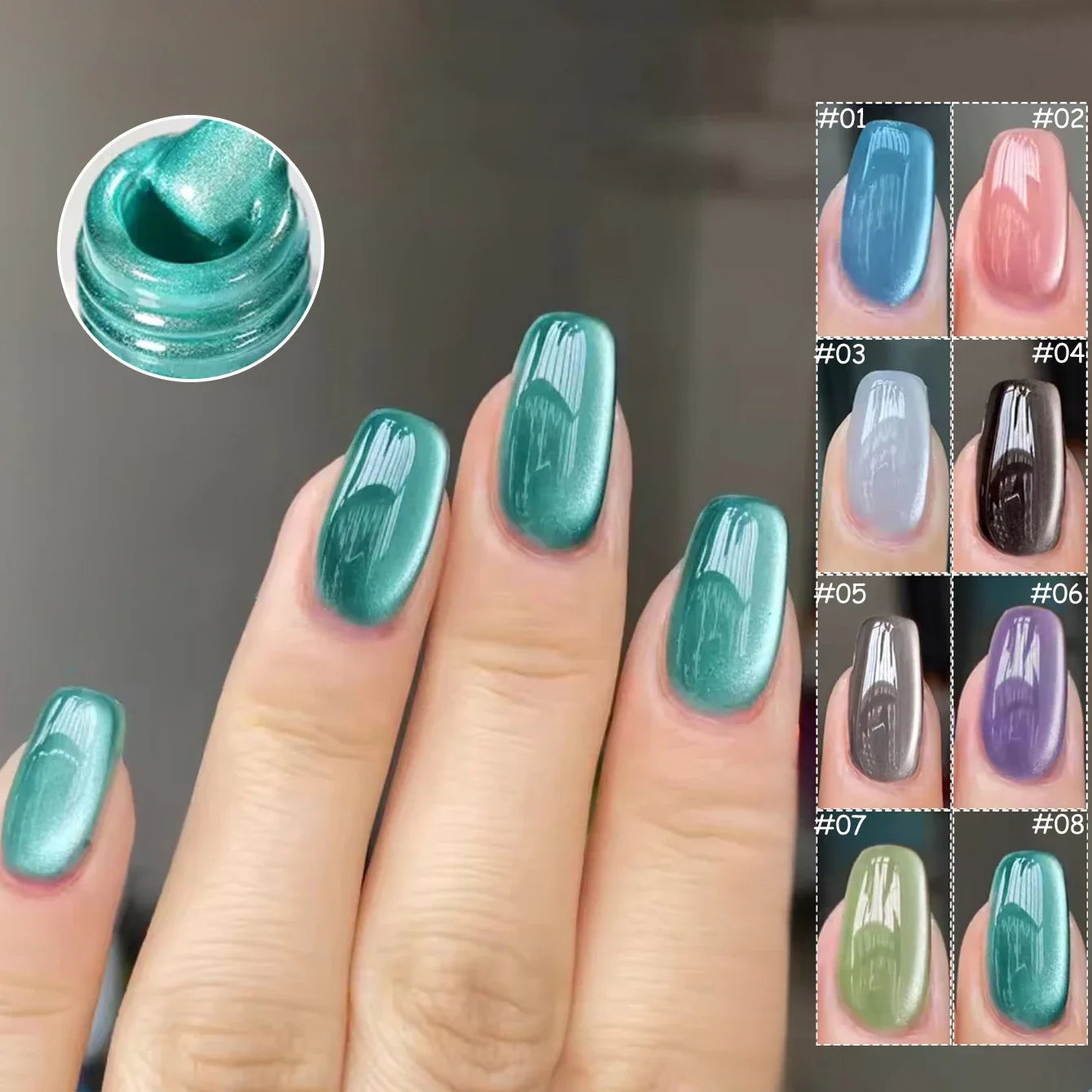 1-9pcs TC Flow Light White Cat Eye Gel Nail Polish Ultra Shine Soak Off UV Gel Mirror Glass Cat Magnet Gel Varnish Nail Supplies Tri Light Beauty