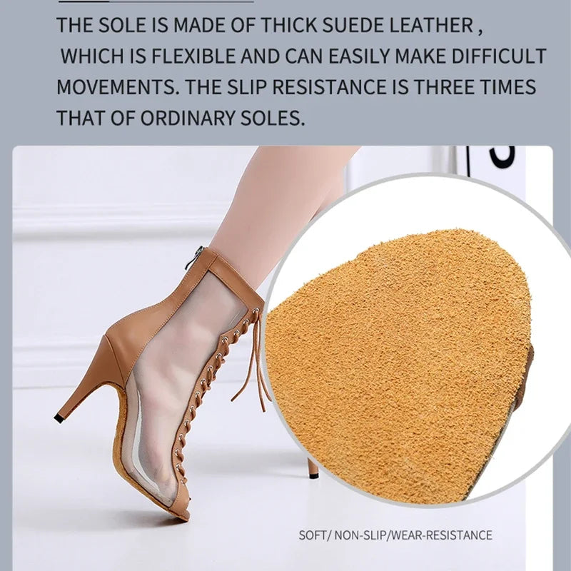 Woman High Tip Ballroom Dance Shoes Woman Ruber Insole Latino Salsa Dancing Shoes For Girls Soft Bottom Practice Latin Shoes LadyShow.Store
