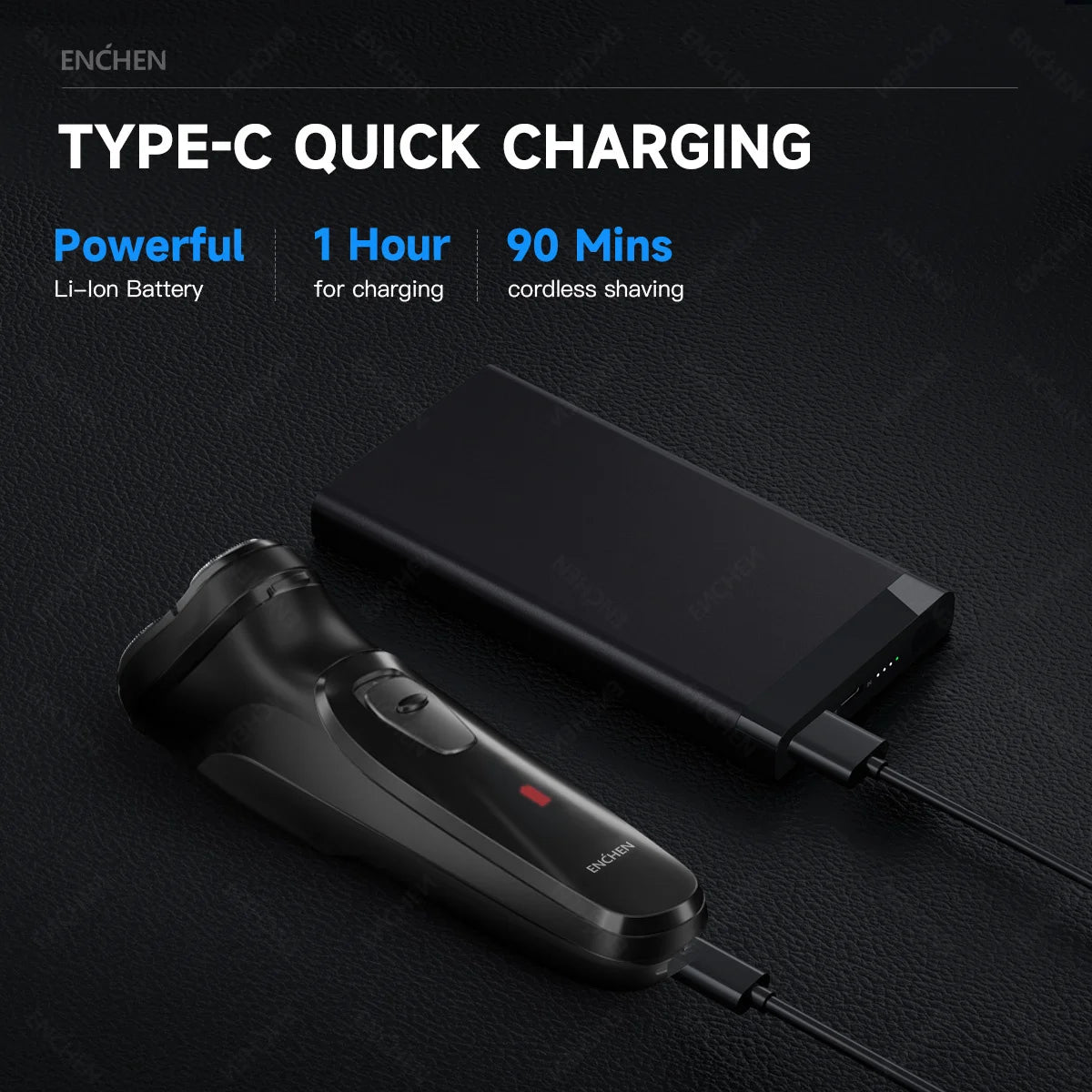 Blackstone USB Rechargeable Rotary Shaver for Men 3D Floating Blade Washable Beard Shaving Machine Electrical Facial Hair Trimme Pi-Mart