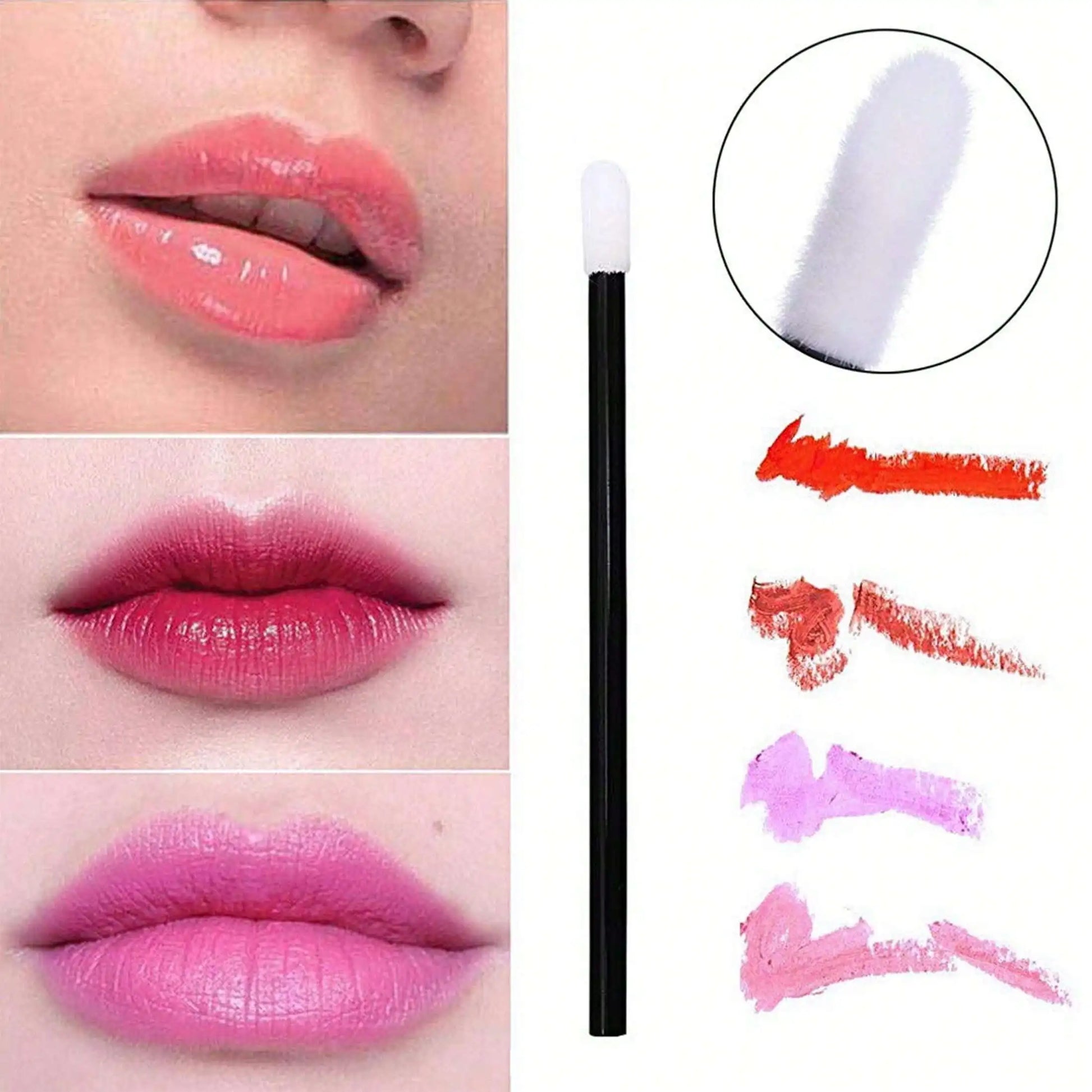 100pcs/Set Disposable Lip Brushes, Makeup Applicator Wands For Lipstick, Lip Gloss, Cosmetic Beauty Tools Kit,Giveaways Pi-Mart