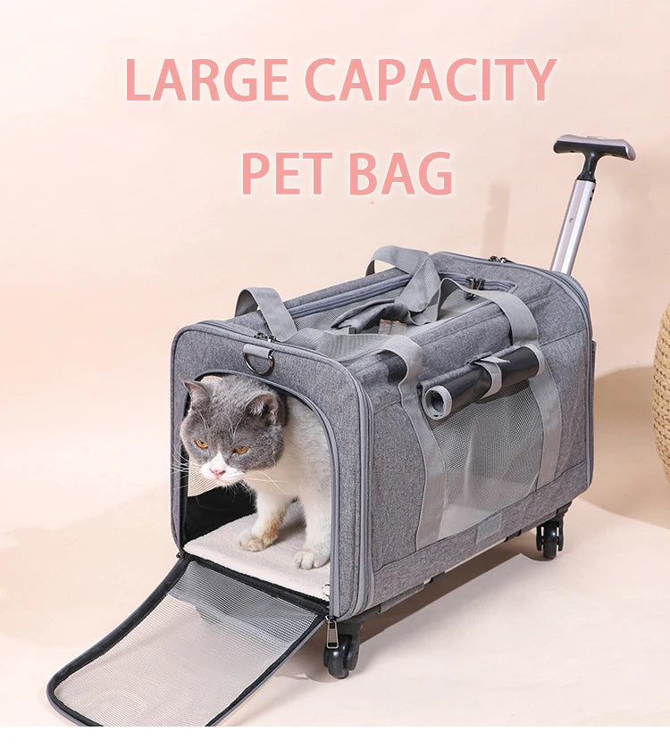 Pet Carrier with Wheels for Dogs Up To 15lbs & Cat  Airline Approved Dog Carrier Rolling Pet Carrier Foldable Pet Stroller Pi-Mart