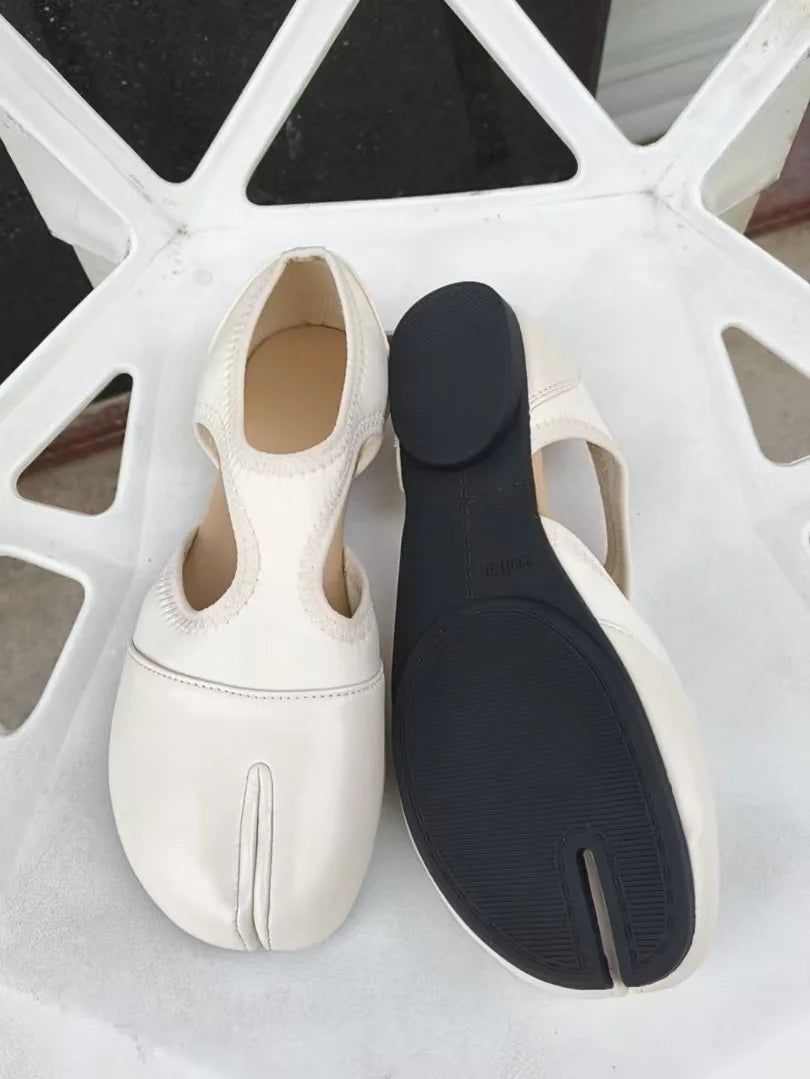 Women Brand Mary Janes Shoes Summer Split Toe Tabi Walking Sneakers Casual Splicing Loafers Designer Ballet Flats Shoes балет Pi-Mart