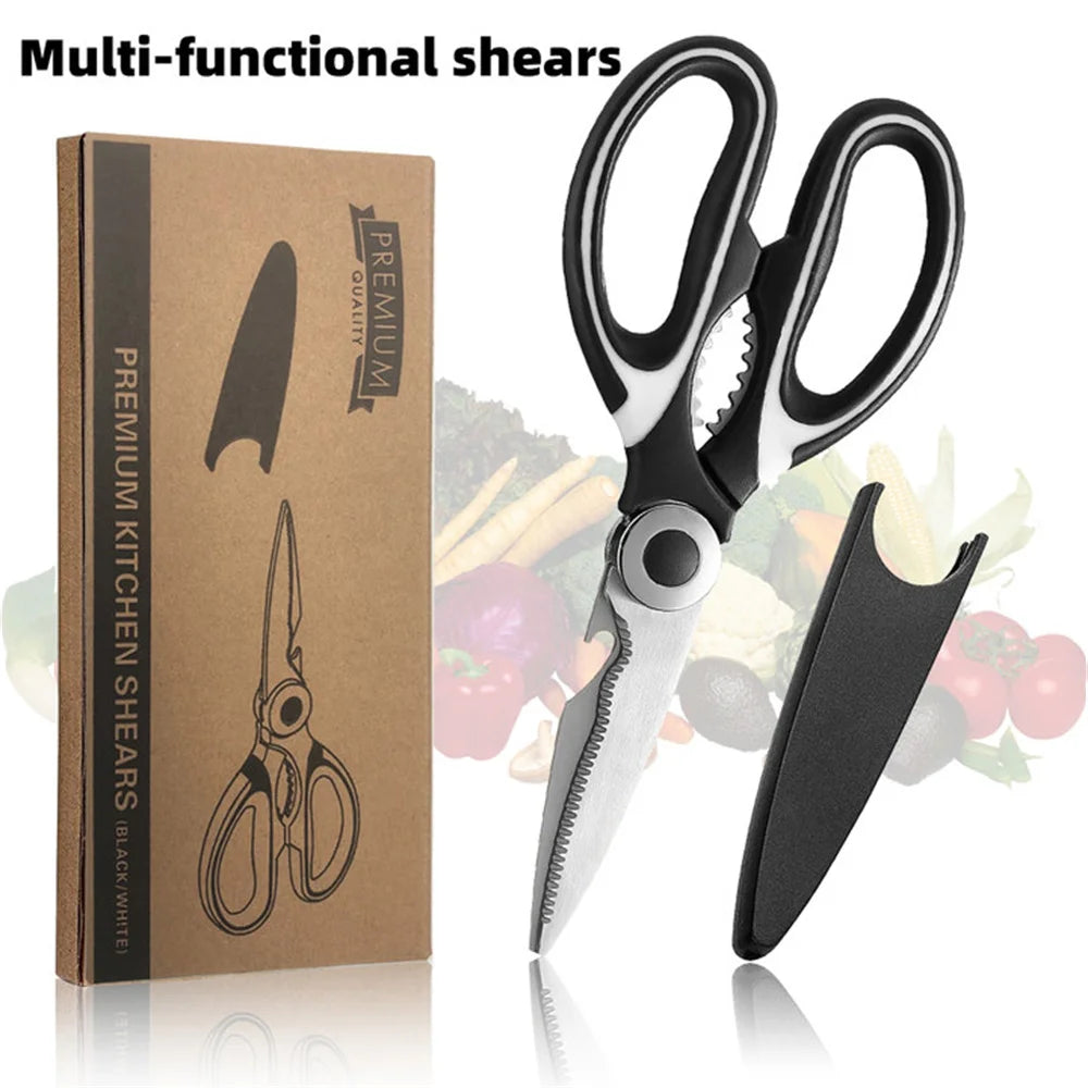 Multifunctional Scissors Kitchen Stainless Steel Scissors Chicken Bone Meat Fish Killing Dedicated Household Gadgets Scissors Pi-Mart