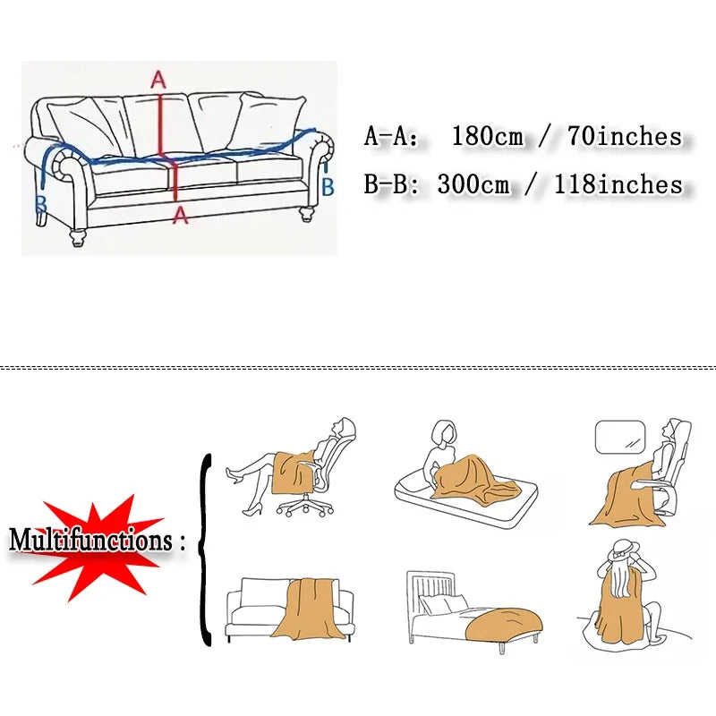 Solid Color Sofa Throw Blanket Non-slip Sofa Slipcovers Pets Kids Dust-proof Couch Armchair Covers Camping Picnic Blankets Home Pi-Mart