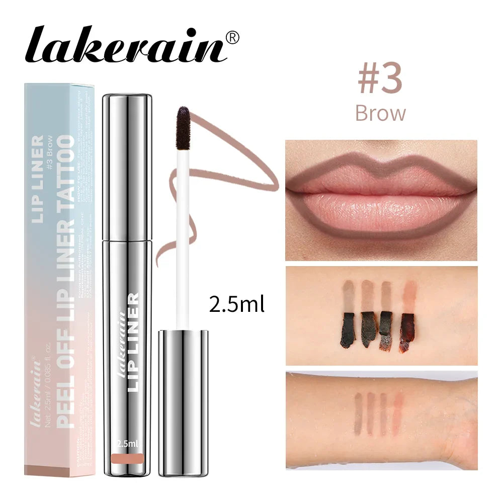 Waterproof Lip Liner Peel Off Tattoo Lipgloss Waterproof Long Lasting Matte Lip Tint Brown Contour Tear-off Lips Stain Cosmetic Tri Light Beauty