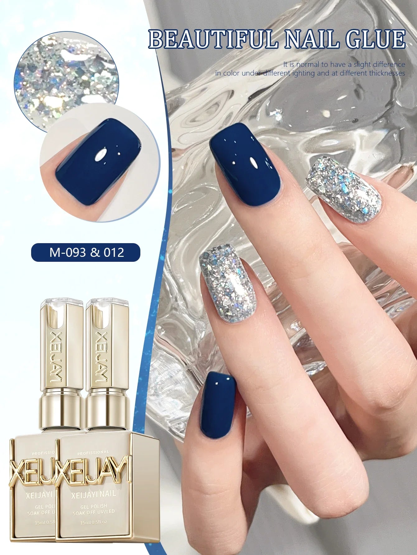 XEIJAYI 2Pcs 15ml Blue Gel Nail Polish Set Semi Permanent UV Gel Polish Kits All For Manicure Kit Soak Off UV LED Vernis Nail Tri Light Beauty