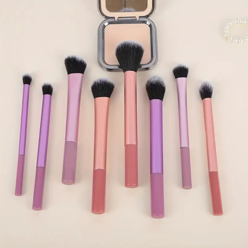 8pcs Makeup Brush Kit Soft Synthetic Hair Make Up Brushes Foundation Blush Eyeshadow Cosmetic Makeup Tools Tri Light Beauty