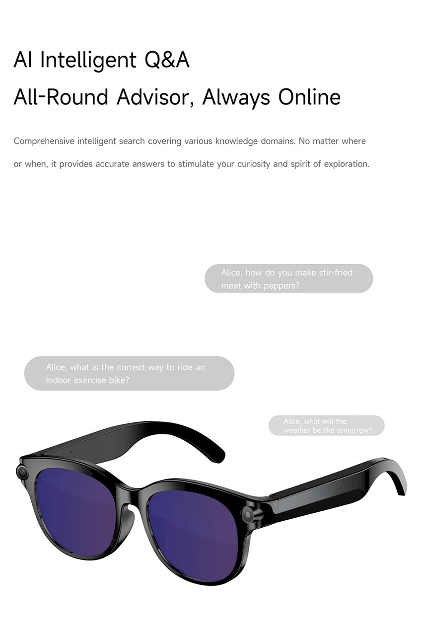 Lenovo 2026 New 8K AI Translation AI Smart Glasses Bluetooth Calling Music Player Camera Control Anti Blue Light Sunglasses Pi-Mart