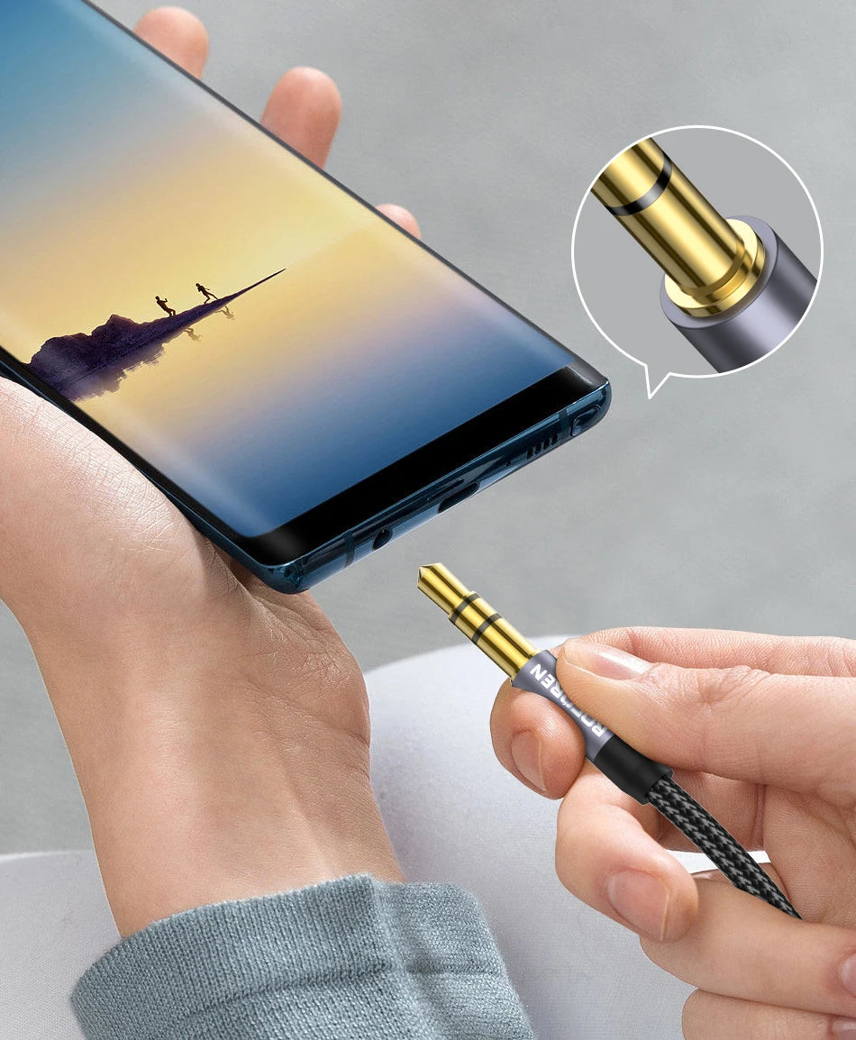 Rocoren Audio Cable 3.5 mm Jack Male to Male Aux Cable For Phone Headphone Car MP3 Speaker Computer 3.5mm Jack Aux Wire Cord 5M Pi-Mart