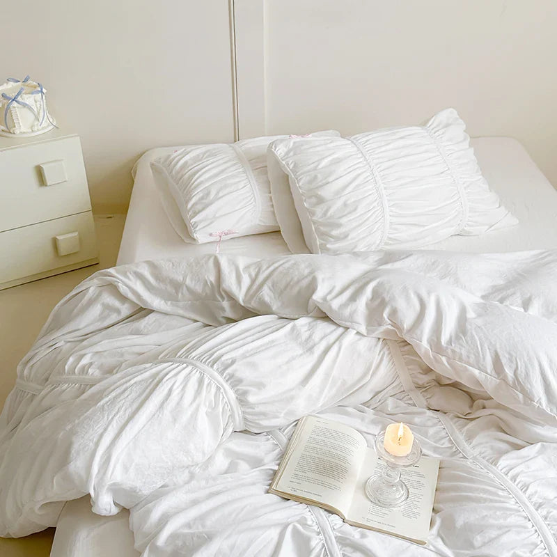 Bonenjoy Bedding Set Simple Style Bedclothes Skin-friendly Bedsheet Set Single/Queen/King Size Bed Linen Set juegos de sábanas LadyShow.Store