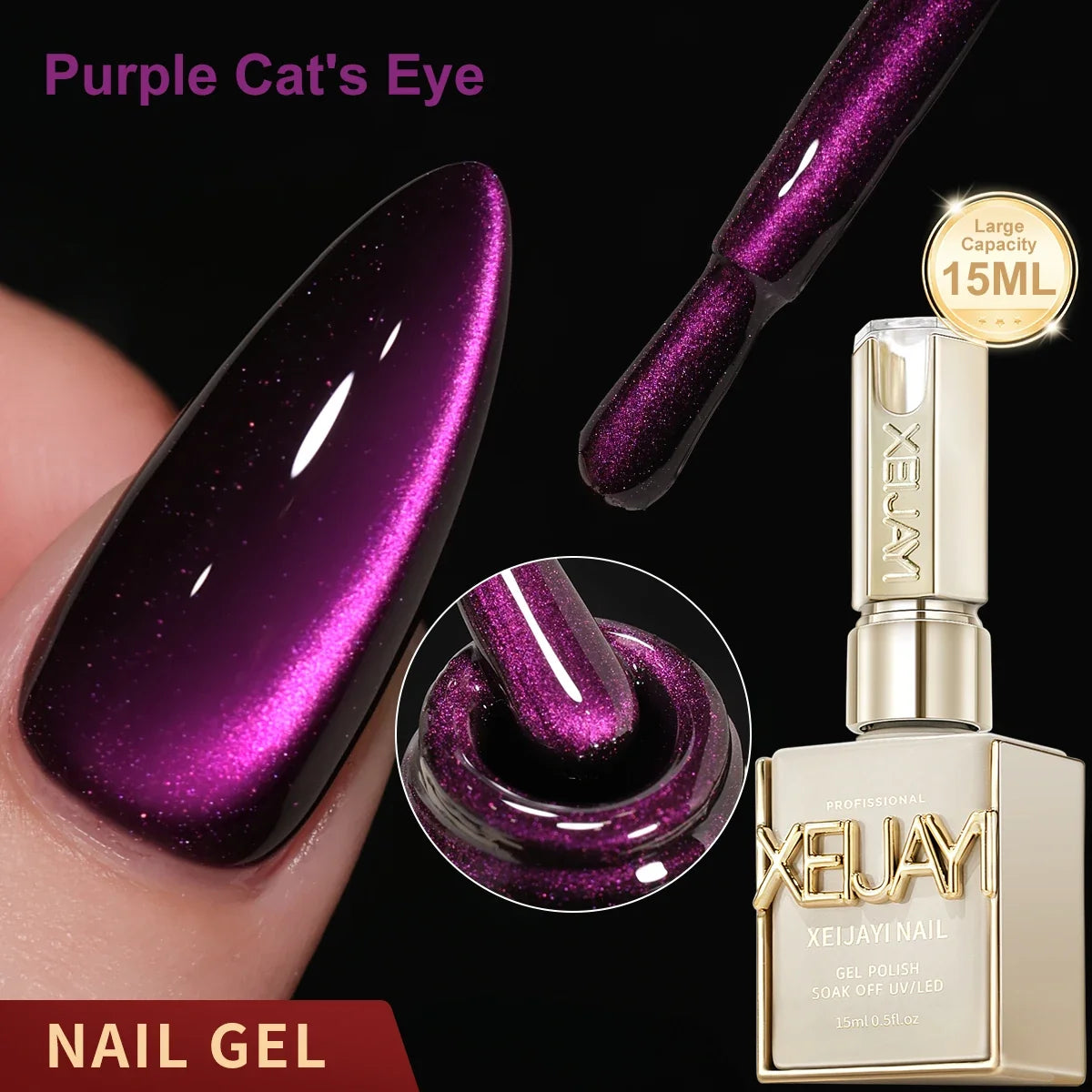 XEIJAYI 1pc 15ML Blue cat eye Nail Gel polish Semi Permanent Nail Art Soaking UV LED Nail Salon DIY Nail Salon Gel Tri Light Beauty