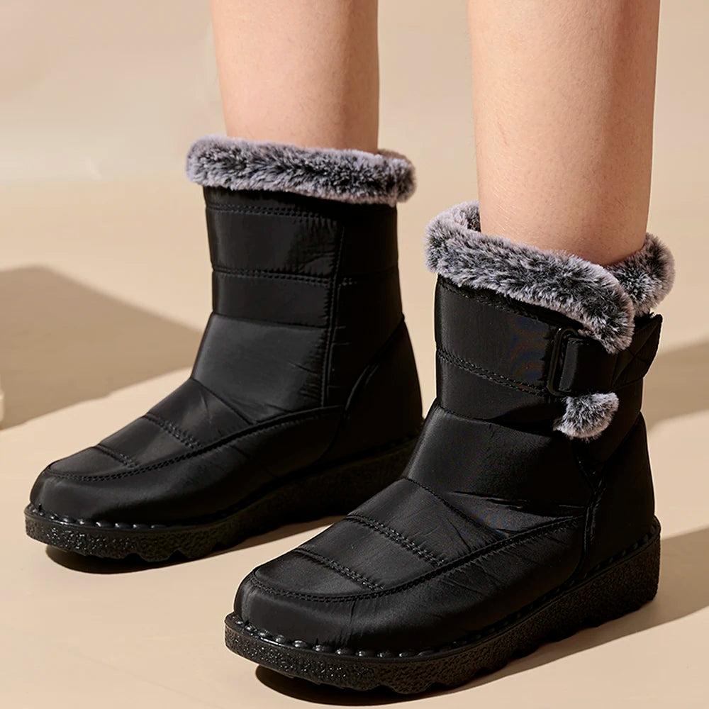Winter Women Boots Waterproof Snow Boots Plus Size Casual Platform Ankel Boots Warm Fur Women Shoes Antislip Fashion Cotton Shoe Pi-Mart