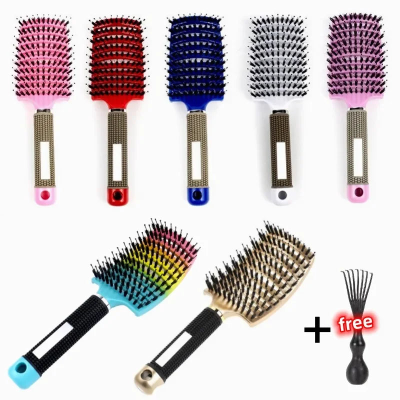 Hair Brush Exfoliating Hair Brush Bristle Women's Wet Curly Hair Comb Salon Hair Styling Tool，Special for Real Hair Wigs Pi-Mart