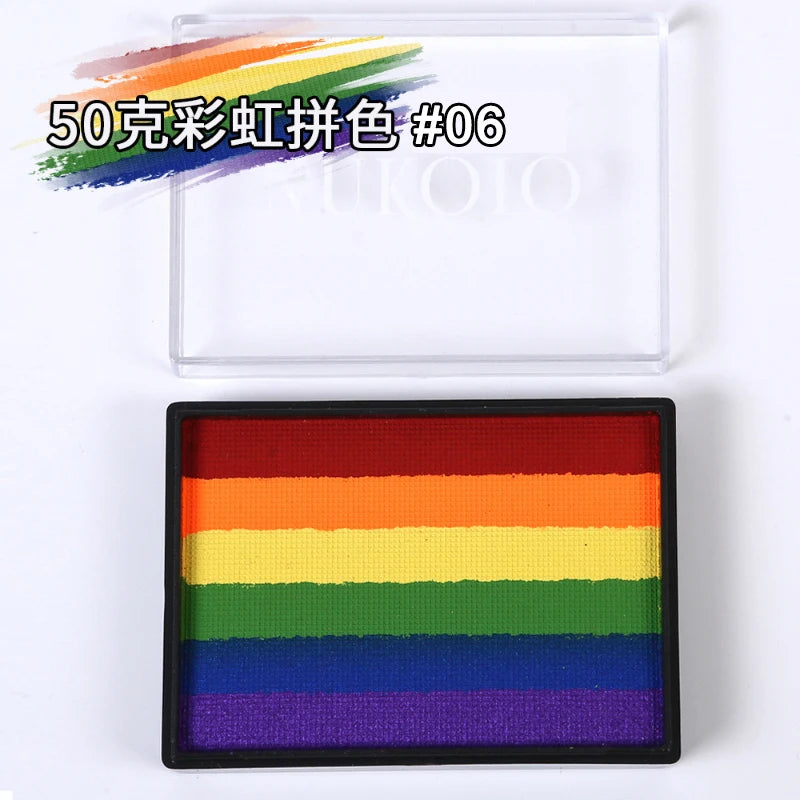 50g Facial and Body Paint Palette,Non-Toxic Rainbow Water-Soluble Body Paint for Rainbow Festival,Cosplay,Party,Art,Stage Makeup Pi-Mart