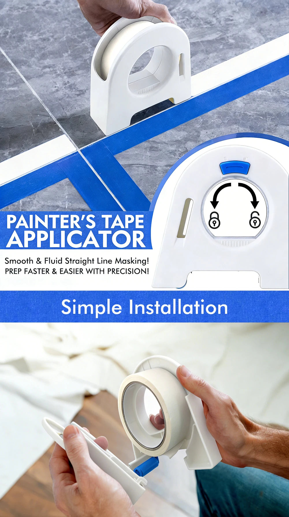 Masking Tape Applicator Tool Manual Paper Tape Dispenser for Wall Painting Caulking Aid Fall Home Renovation DIY Tool Pi-Mart