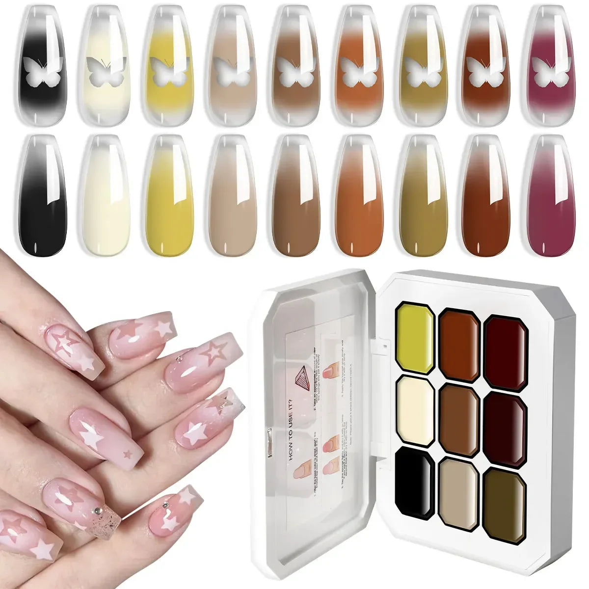 LIMEGIRL 7in1 Nail Gradient Painting Gel Long-lasting Nail Gel Polish Hybrid Color Nail Art Design High Texture Gradient Gel Tri Light Beauty