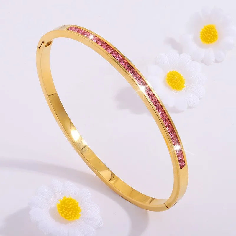 ZAKOL 5/1pcs Sparkling Zirconia Inlaid Stainless Steel Bracelet Set for Women Stackable Bangles Fashion Non Fading Jewelry Gift Pi-Mart