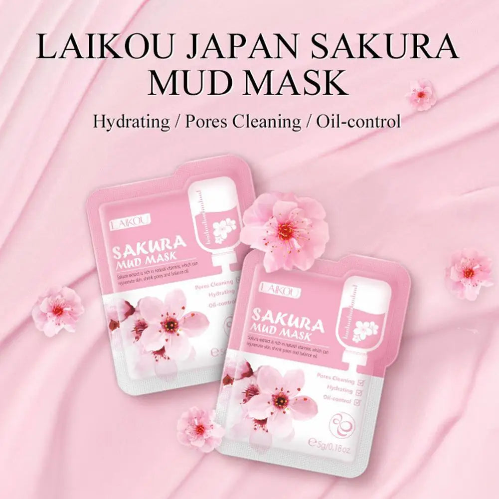 12pcs Sakura Mud Mask Brightening Hydrating Face Mask Luminous Skin Clean Facial Cleansing Clay Hydrating Anti Wrinkle Skincare Pi-Mart