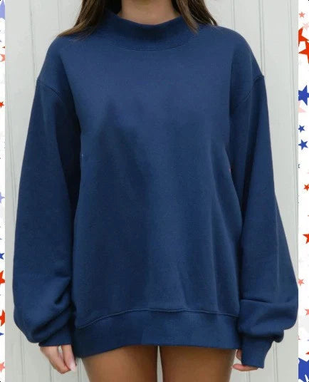 2026 Ladies' Women's Sweatshirts Spring Autumn Long Sleeve Mock Neck Casual Hoodies Plus Size Womens Relaxed Solid Color Hoodie LadyShow.Store