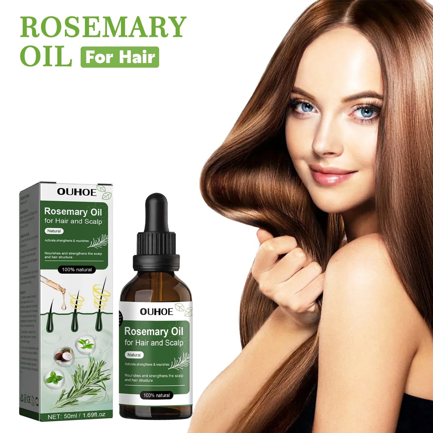Rosemary Oil for Hair Growth 50ml Essential Oil Growing Hair Beauty Hair Care Prevents Hair Loss Promotes Healthy Hair Growth Tri Light Beauty