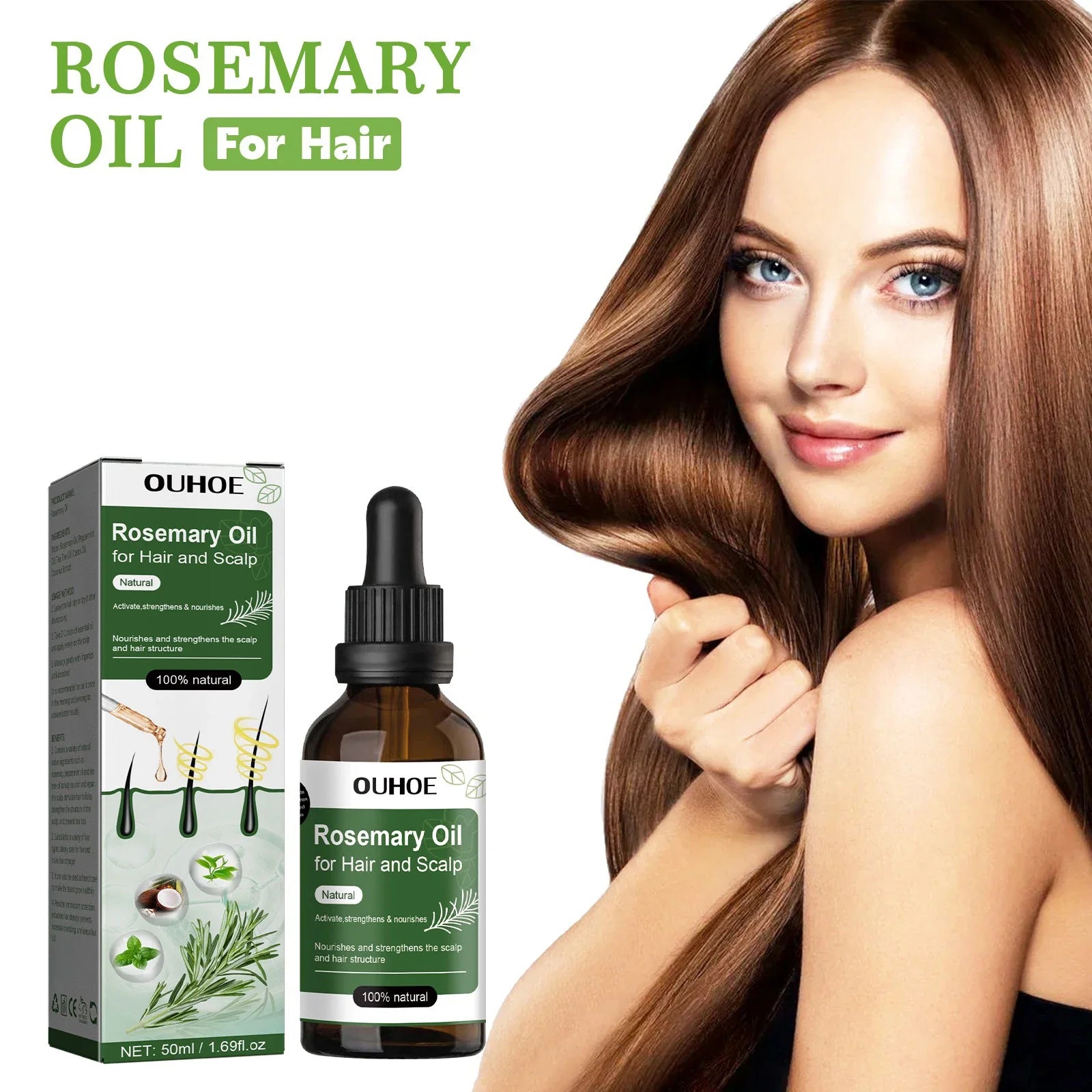 Rosemary Oil for Hair Growth 50ml Essential Oil Growing Hair Beauty Hair Care Prevents Hair Loss Promotes Healthy Hair Growth Tri Light Beauty