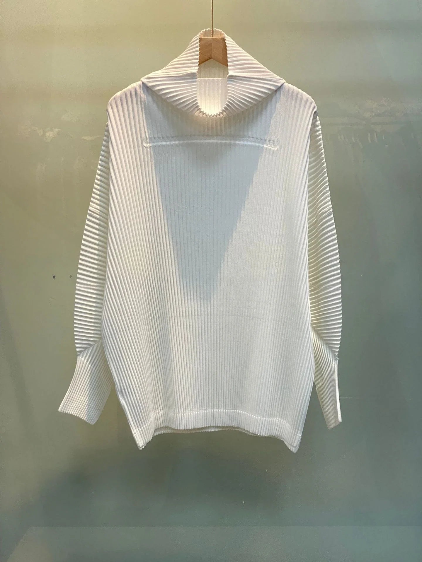 Miyake Pleated Sweatshirt Pit Stripe Zipper Standing Collar Jacket Women 2025 New Casual Pullover Hundred Pleat Skinny Tops LadyShow.Store