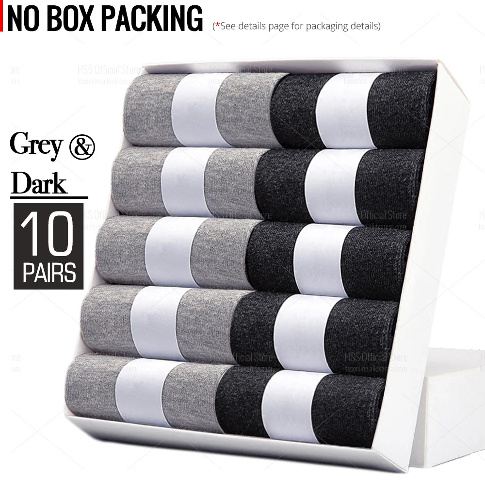 HSS 5/10 Pairs Men's Cotton Blend Socks Black Business Men Socks Soft Breathable Summer Winter for Male Socks Plus Size (6.5-14) Pi-Mart