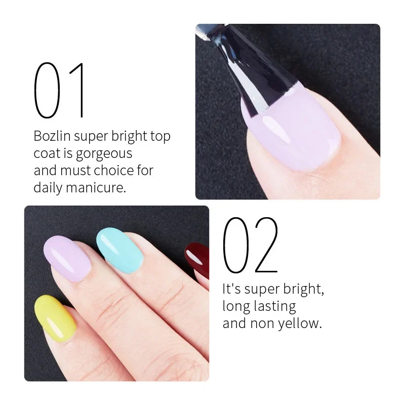 AWStorG 15ML Super Top Coat Nail Art Gel Varnish Semi Permanent Soak Off No Wipe UV Gel Varnish Shining Clear Top Coat Tri Light Beauty