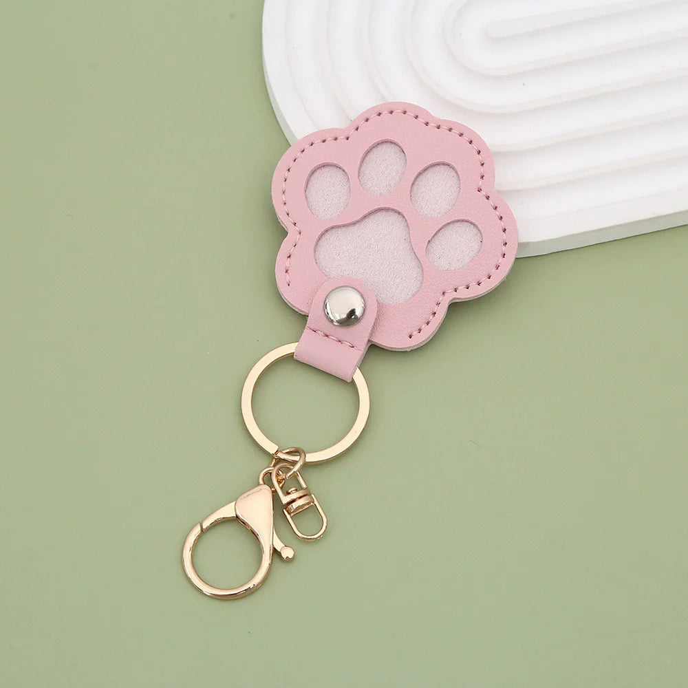 Cute Paw Print Pet Hair Memorial Keychain Leather Dog Cat Fur Holder Keepsake Key Ring Personalized Pet Loss Memory Key Chains G Pi-Mart