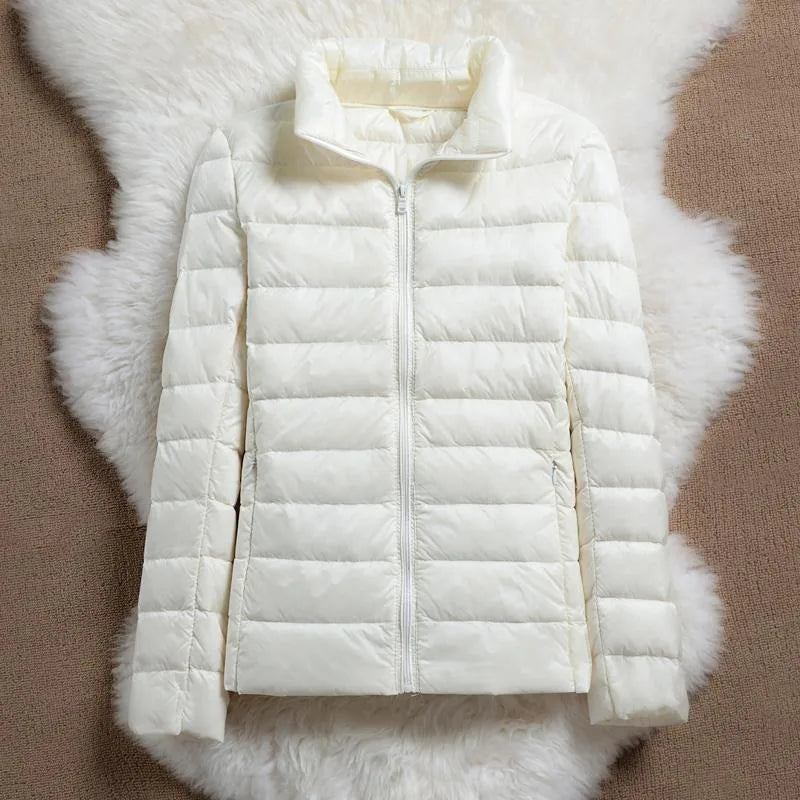 Light Down Coat Women Spring Jacket Fashion Short Ultra Lightweight Packable Puffer Coats Female Down Warm Slim Fit Parkas LadyShow.Store