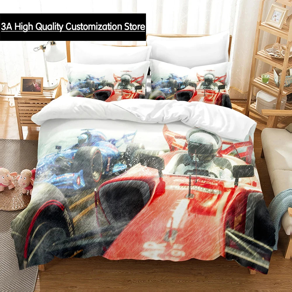 Formula Racing Car Bedding Sets 3D Boys Duvet Cover Set With Pillowcase Twin Full Queen King Bedclothes Bed Linen For Boys Girls Pi-Mart