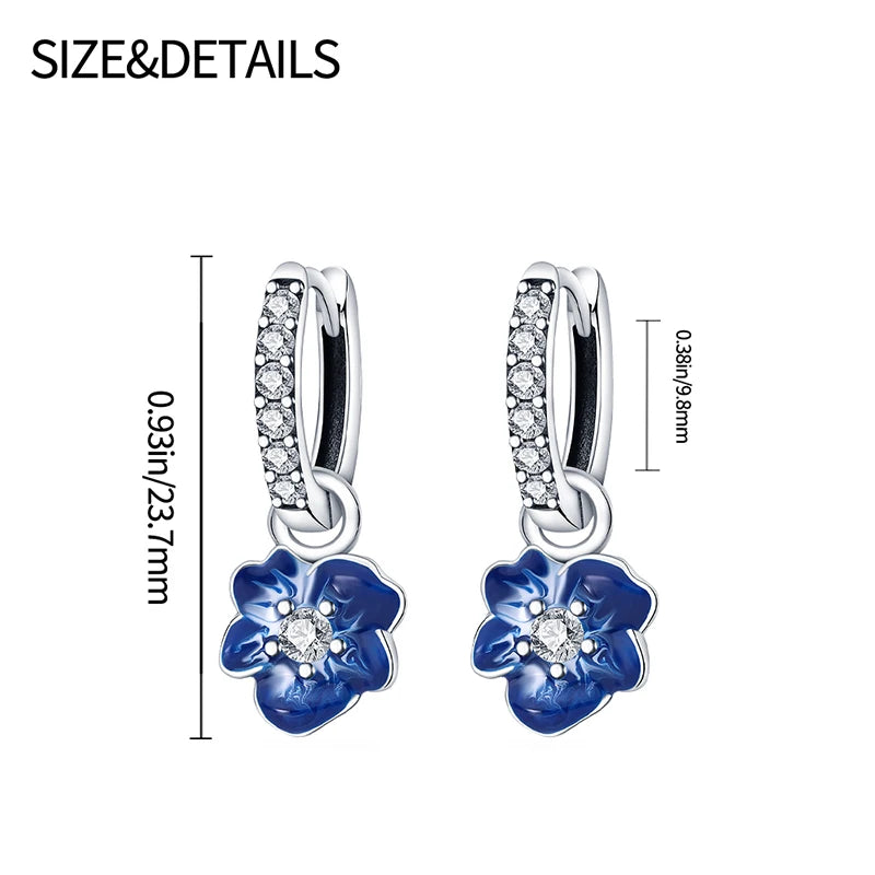 Genuine 925 Sterling Silver Love Feather Earrings Fit Original Charms Hoop For Women Girls Stud Earring Fine Jewelry Gifts Pi-Mart