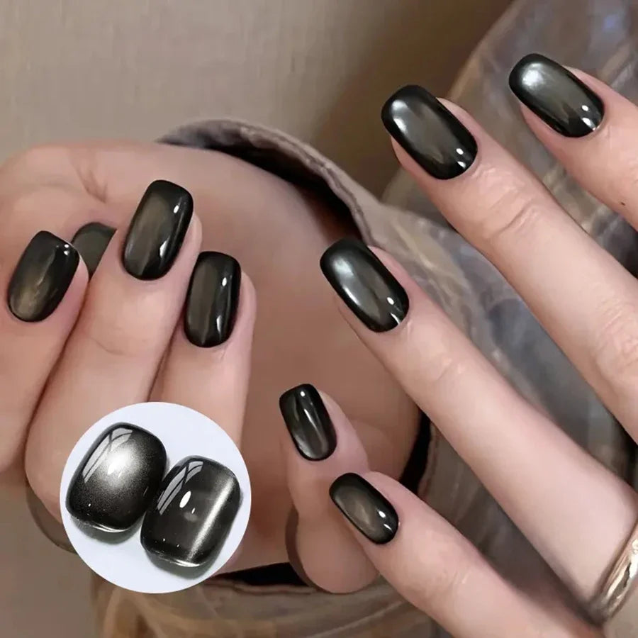 WS Black Glass Cat Magnetic Gel Nail Polish Punk Style Nail Art Manicure Varnis Semi Permanent Gel for Winter Nail Supplies Tri Light Beauty
